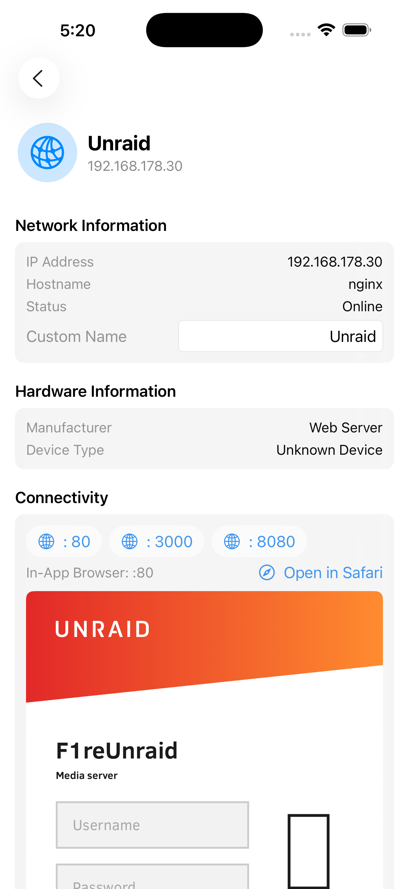 LAN Scanner iOS - Device details