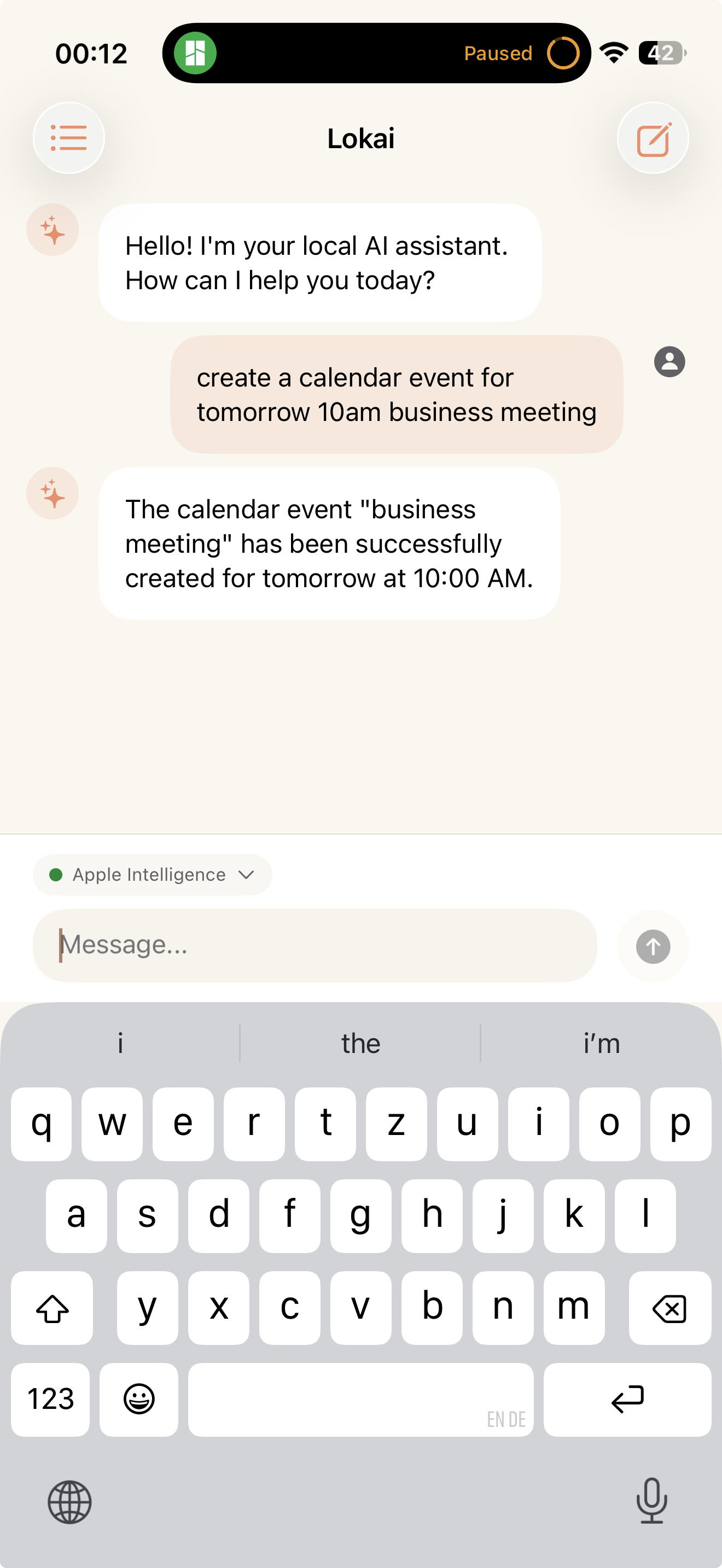 LoqAI iPhone - Chat interface