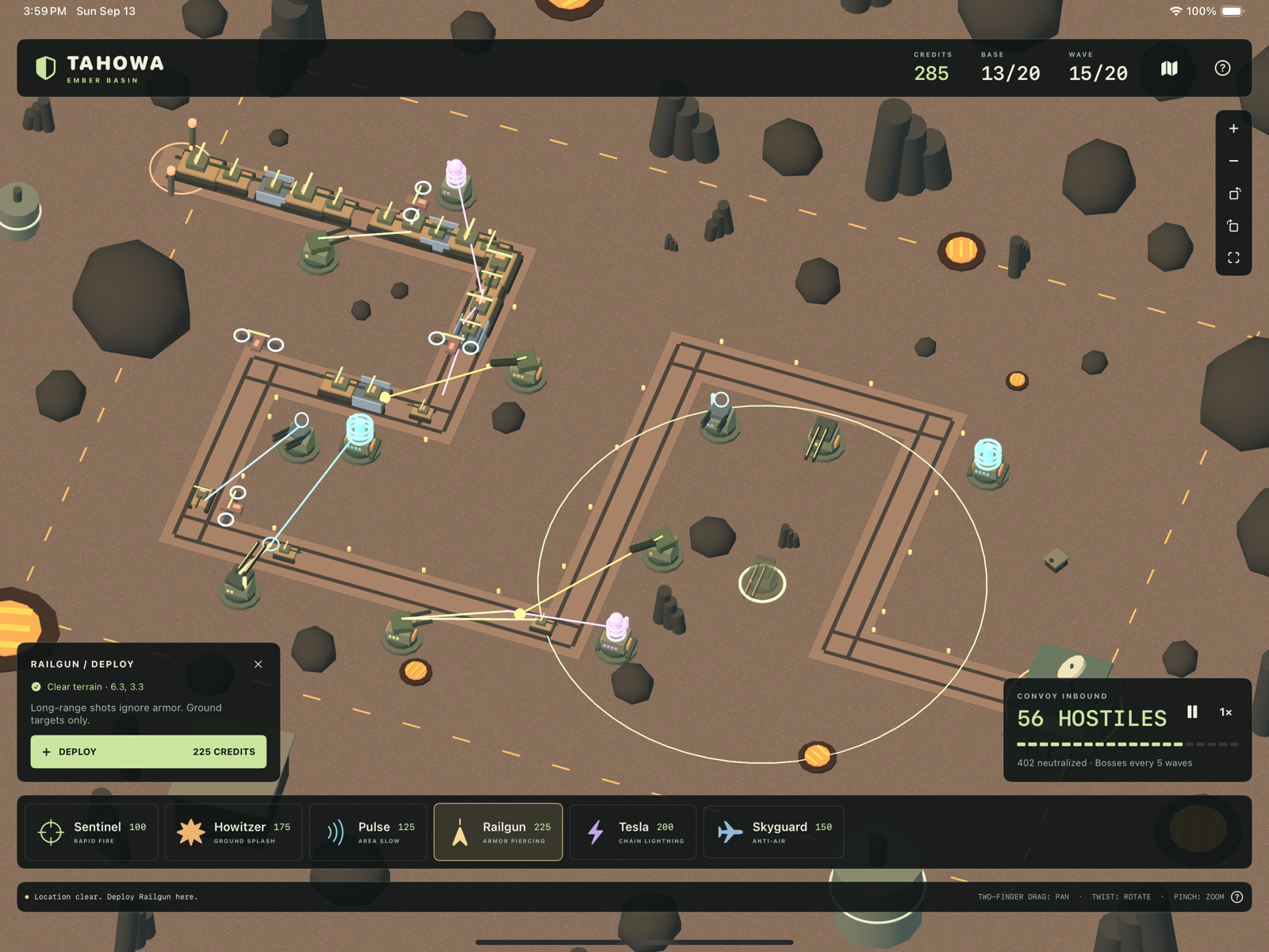 Tahowa Defense on iPad - Ember Basin deployment